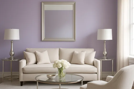 Mix Silver Metallic Accents with Soft Purple Walls illustration