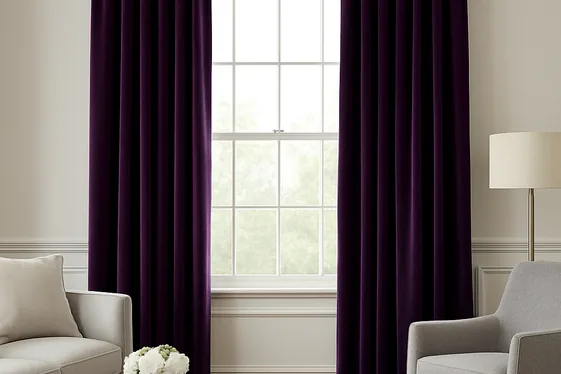 Balance Purple Curtains with Sleek Silver Hardware illustration