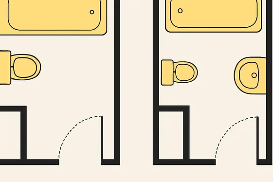 Comparing Different Tiny Bathroom Layouts illustration