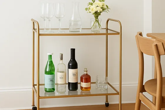 Numbered Steps to Create a Mini Bar Cart for Your Dining Room illustration