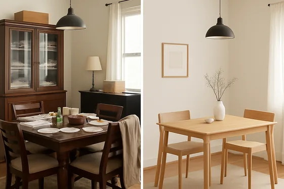 Before and After: Clearing Clutter Transforms Space illustration