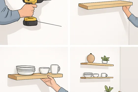 Step-by-Step Guide to Floating Shelves for Storage illustration