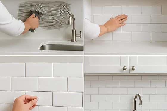 Step-by-Step Installation of a Brick-Style Backsplash illustration