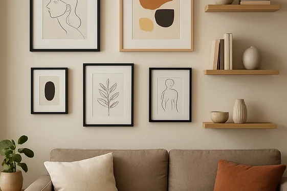 Create a Gallery Wall with Shelving illustration