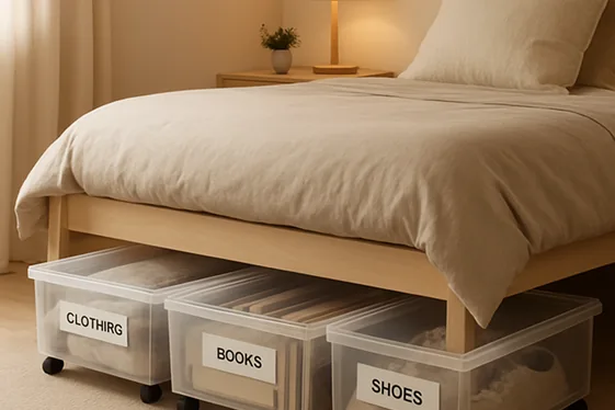 Use Under-Bed Storage Bins for Hidden Space illustration