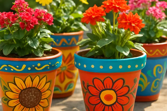 Hand-Painted Flower Pots for Her Garden illustration